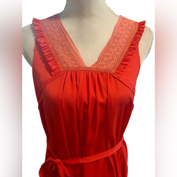 Alice Ritter bohemian red embroidered sleeveless midi dress Size 4 - Picture 3 of 10